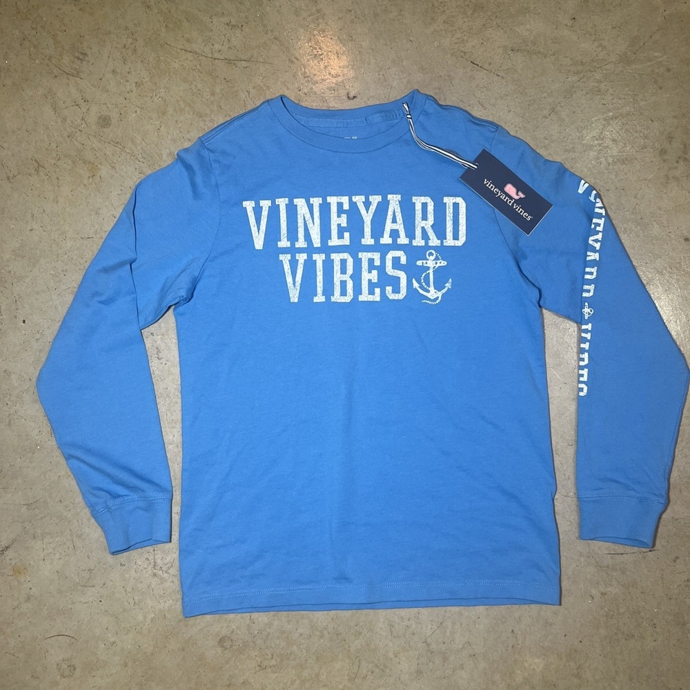 Vineyard Vines Vineyard Vibes Long Sleeve Tee Boys Small Hull Blue 3V013484 NWT